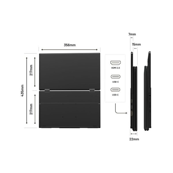Dobbelt Skærm Mobil | 2 x 15,6" | IPS | FHD