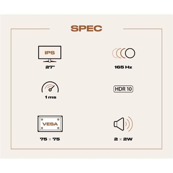 Peli näyttö - JAPANNEXT - 27" WQHD - 165Hz - DP 1.4 - HDMI 2.0 - Ergonominen jalka