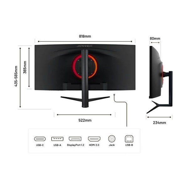 Kaareva PC-näyttö | 34" | UWQHD | IPS-paneeli | USB-C (+ lataus 65W)