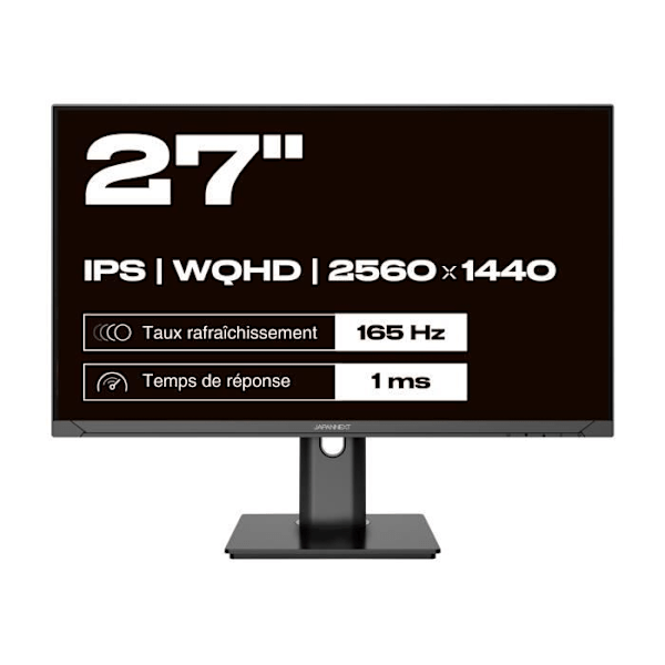 Gaming Skærm - JAPANNEXT - 27" WQHD - 165Hz - DP 1.4 - HDMI 2.0 - Ergonomisk fod