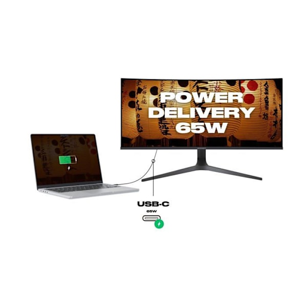 Kaareva PC-näyttö | 34" | UWQHD | IPS-paneeli | USB-C (+ lataus 65W)