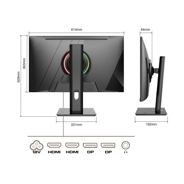 Gaming-skärm - JAPANNEXT - 27" WQHD - 165Hz - DP 1.4 - HDMI 2.0 - Ergonomisk stativ