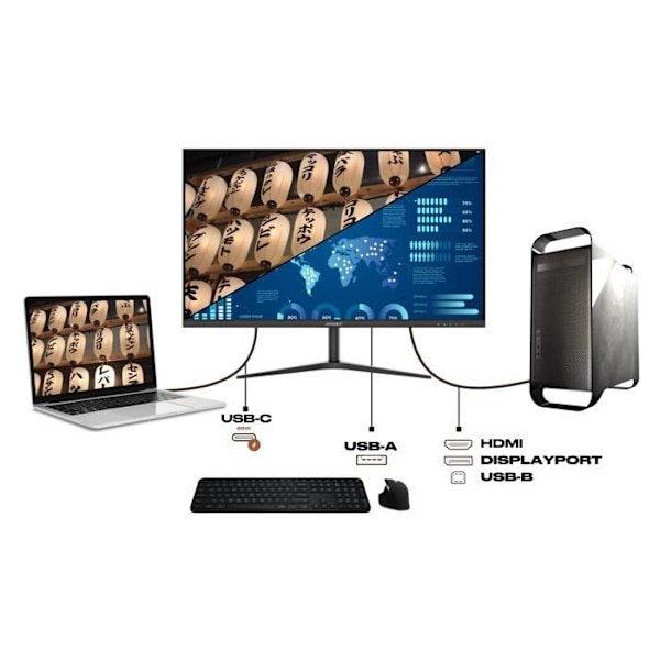 PC-skærm - JAPANNEXT - 27" WQHD - IPS - 60Hz - USB-C 65W