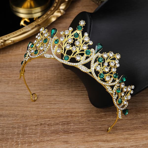 Prinsesse Krystall Rhinestone Hårbånd Gold Red