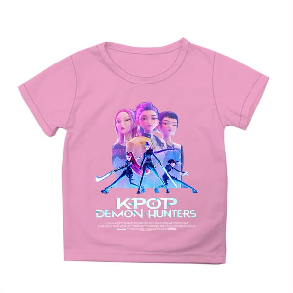 K-Pop Demon Hunters -kuvioitu lyhythihainen t-paita lapsille Grey 110