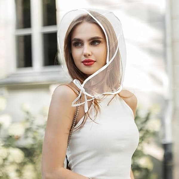 5 KPL Sadehuttu Hiussuoja Pään Sadesuoja White 5PCS