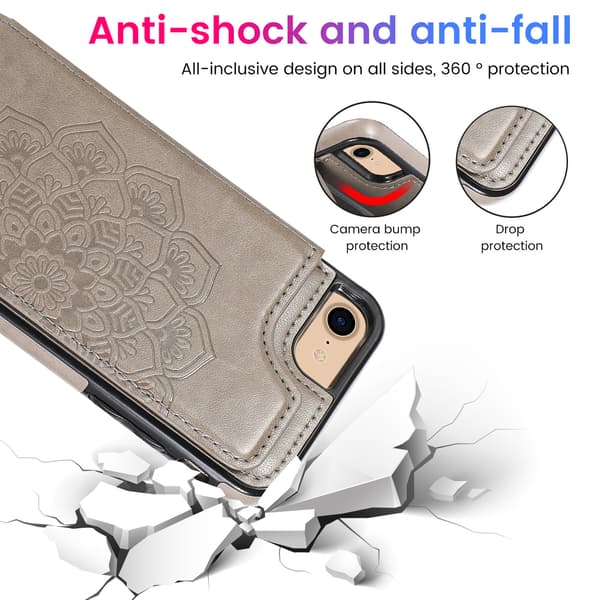 iPhone-etui med kortholder, blomstret magnetisk flip-etui til iPhone-pung til kvinder Blue iphone17 pro max