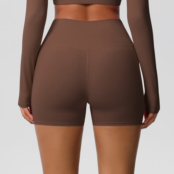 Høy midje nylon yogashorts med sidelomme deep grey XL