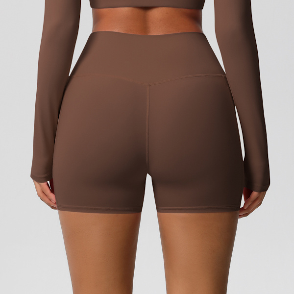 Yogashorts i nylon med hög midja och sidoficka white L