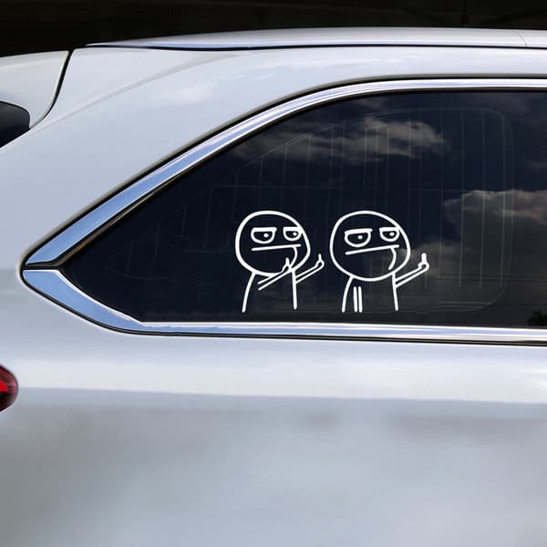 5 kpl hauska pitkä sormi heijastava vinyyli autotarra 14*15cm Black One Finger