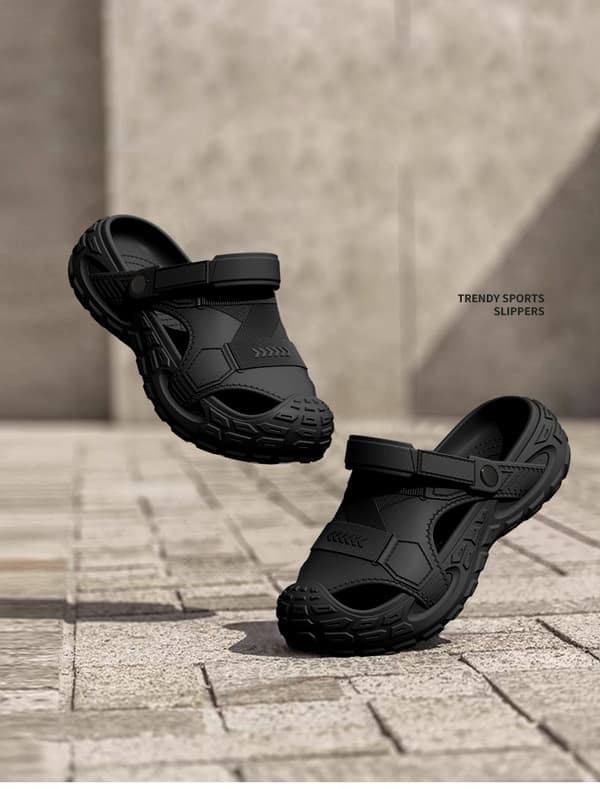 Utomhus Herr Sommar Halkfria, Andningsbara, Slitstarka, Fritidsstrandtofflor Black 42-43