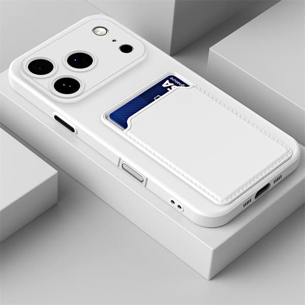 Lyxigt mjukt silikonplånboksfodral för iPhone 17 Air 16 15 14 Plus 13 12 11 Pro Max Stötsäkert kortfackskydd white iphone 14pro max