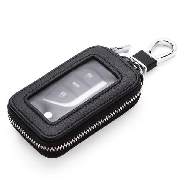 PU læder bilnøgleholder til mænd og kvinder, trendy lynlåspung Rose
