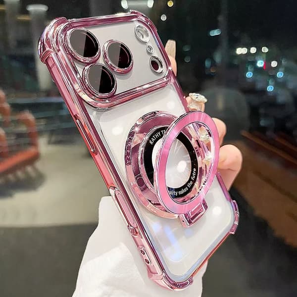 For Magsafe Brakett Stativholder Deksel til iPhone 17 Pro Max Air 16 15 14 Plus Linsebeskyttelsesdeksel til iPhone 11 12 13 Pro Max pink iphone 15 pro max