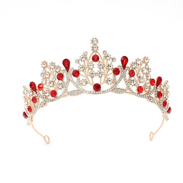 Prinsesse Krystall Rhinestone Hårbånd Gold Red