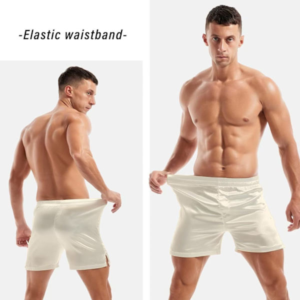 Avslappnade underkläder för män, sovshorts i satin Grey XL