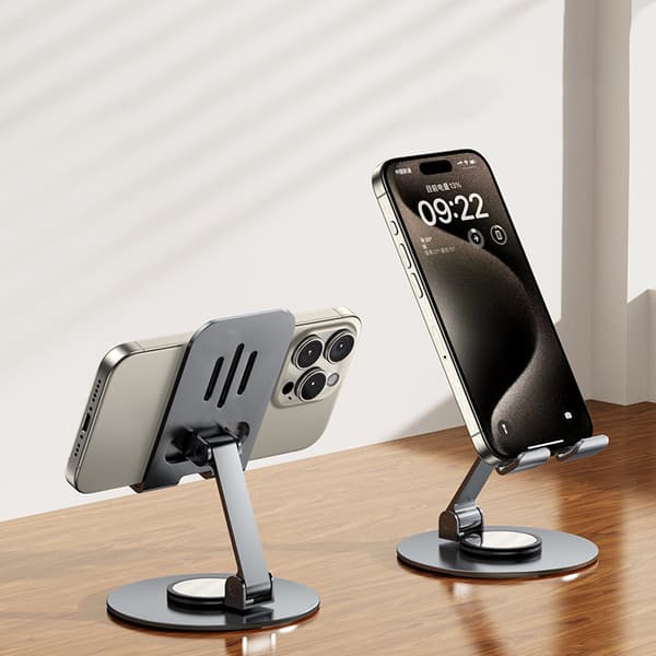 Telefonholder Anti-Slip Rotationsbase 360-graders Støtte Stabil Sammenfoldelig Desktop Dovne Bærbar Tablet Støtte Silver