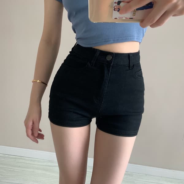 Jeansshorts för kvinnor Sommar Harajuku Hög midja Elastiska Jeansshorts Deep Grey L