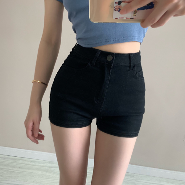 Jeansshorts för kvinnor Sommar Harajuku Hög midja Elastiska Jeansshorts Deep Grey M