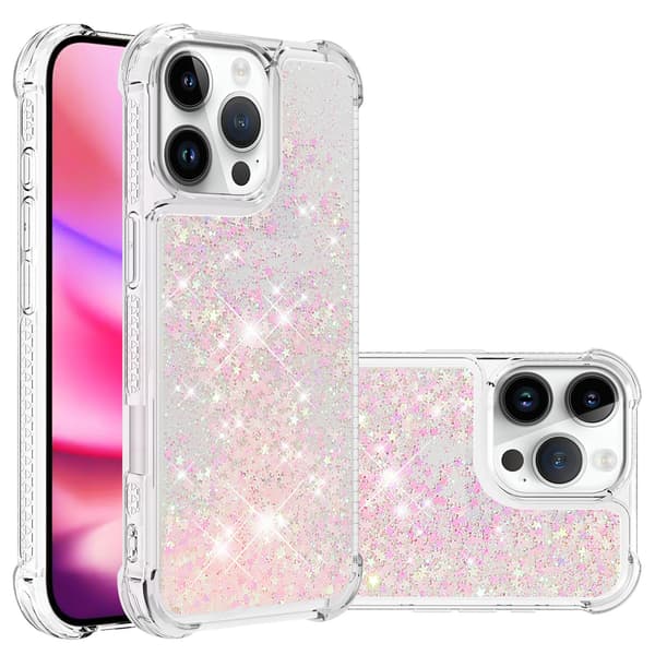 Kompatibel med IPHONE Glitter Flytande Transparent Bling Bling Kristallklar Flytande Snabbrem Silikon Silver Pink 13pro