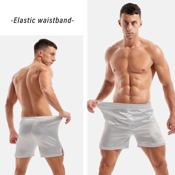 Avslappnade underkläder för män, sovshorts i satin Black M