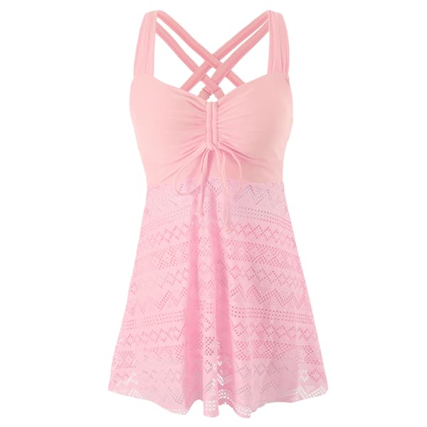 Baddräkt för kvinnor i plusstorlek pink XXXXL