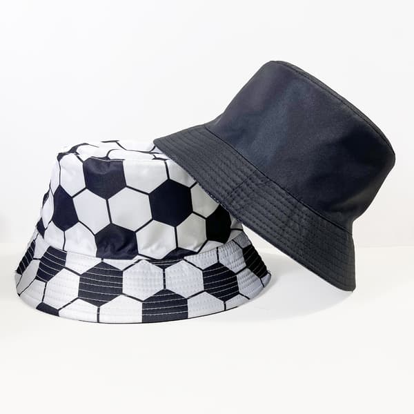 Unisex Fodboldprint Lærred Solhat Strandhat Fiskerhat White 56-58cm
