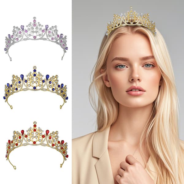 Prinsesse Krystall Rhinestone Hårbånd Gold Green