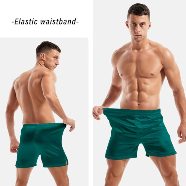 Avslappnade underkläder för män, sovshorts i satin White M