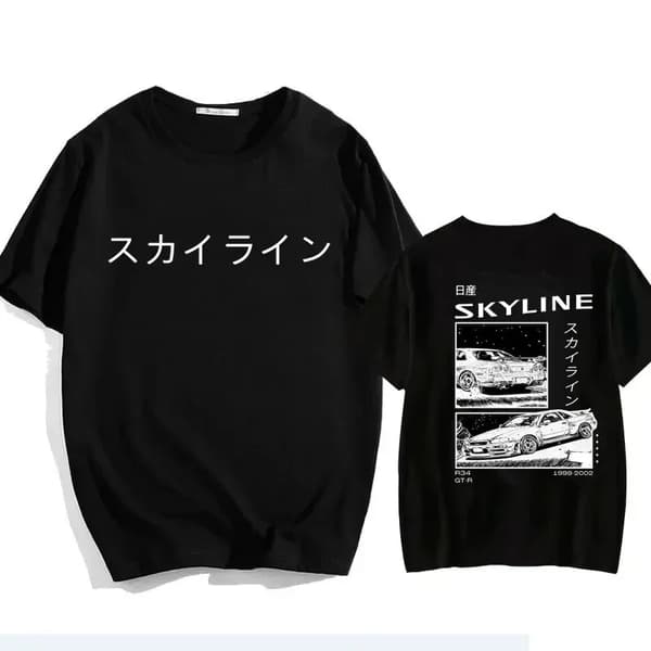 Unisex bomullstopp med anime-trykk, uformell T-skjorte for sommeren White M