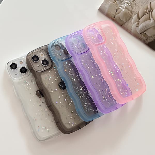 Fodral kompatibelt med iPhone Glitter Stars Wavy Edge TPU-skydd Flerfärgad Purple 7plus/8plus