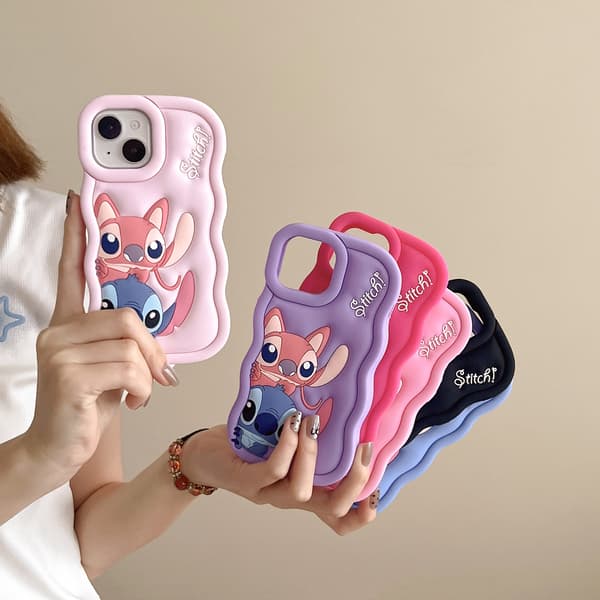Stitch-silikonikuori yhteensopiva iPhonen kanssa, monivärinen Black iphone 13pro