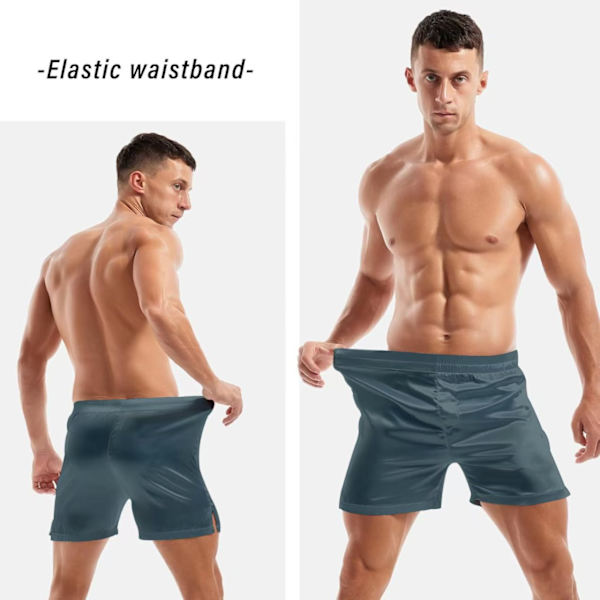 Avslappnade underkläder för män, sovshorts i satin White M