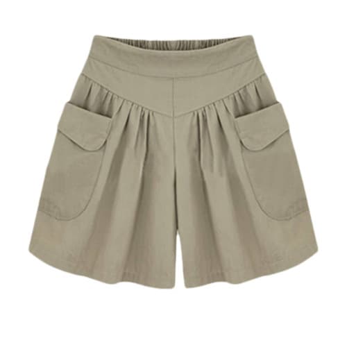 Kvinnor Mode Sommar Lösa Fritidsshorts Elastisk Midja Strandshorts Enfärgad Andningsbara Vida Ben Byxor red M