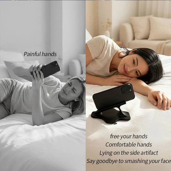 Sengeliggende doven telefonholder til sideliggende, stabil ergonomisk telefonholder til håndfri visning, perfekt til underholdning ved sengetid black