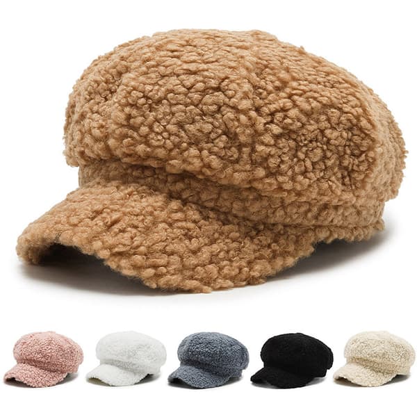 Retro Baret Flerfarvet Kunstnerhat Klassisk Malerhat Fritids Ottekantet Hat Lammeuld til Forår Efterår Vinter Daglig Brug Grey 58cm