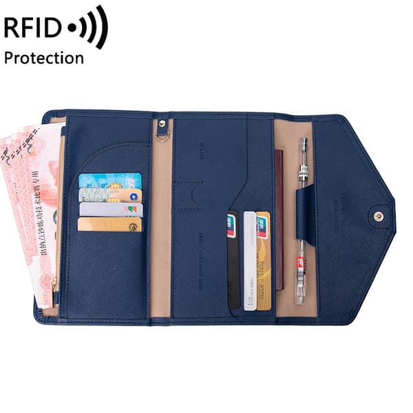 Passlommebok Kvinner Bærbar Passholder Etui Passlommebok Passholder Dark Blue