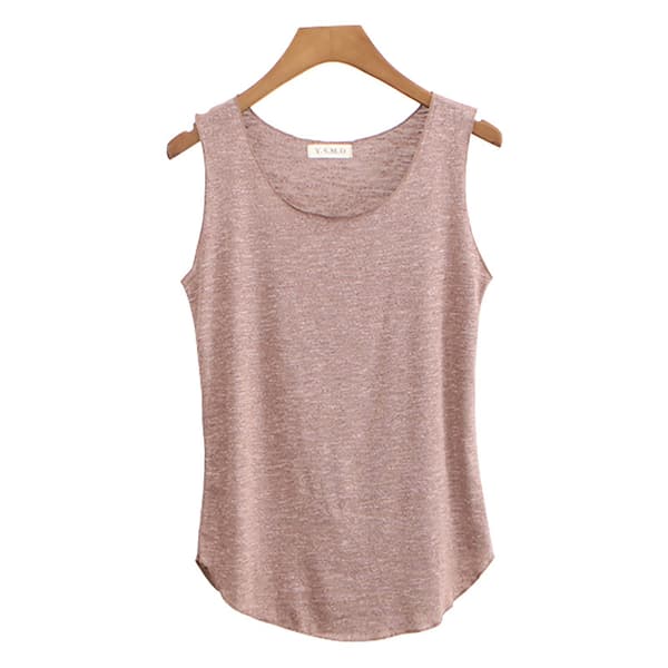 Dam Sommar Slub Bomull Linne Ärmlös T-shirt Rund Hals Lösa Singlets Väst Toppar white one size
