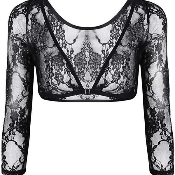 Kvinder Tyndere Slankere Armbeklædning Wrap Crop Tops Base Lace White XL