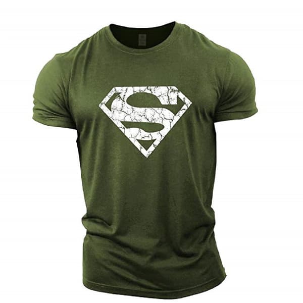 Miesten puuvillainen Superman-kuvioitu kuntosalitreenitoppi S-3XL deep grey S