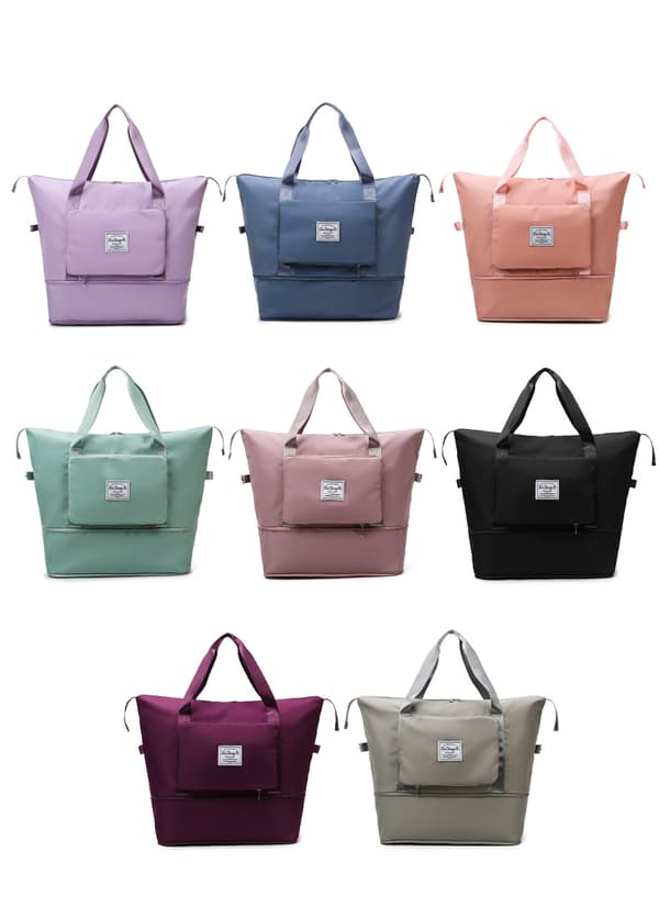 Stor sammenleggbar koffert, lett og vanntett duffelbag med festestropp, tørr og våt separasjon sammenleggbar koffert Sweat Pink
