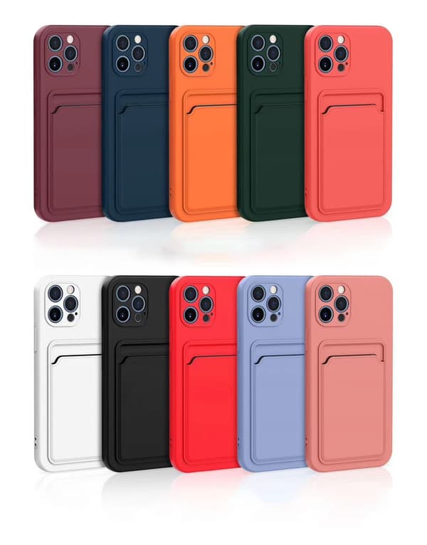 Halkfritt silikonfodral för iPhone med korthållare Red iphone17pro
