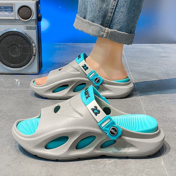 Herretøffel Sommer Strand Pustende Lett Sklisikker Uformell Sandal 40-45 Grey 44