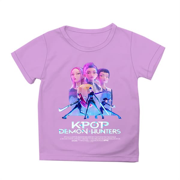 K-Pop Demon Hunters -kuvioitu lyhythihainen t-paita lapsille Black 150