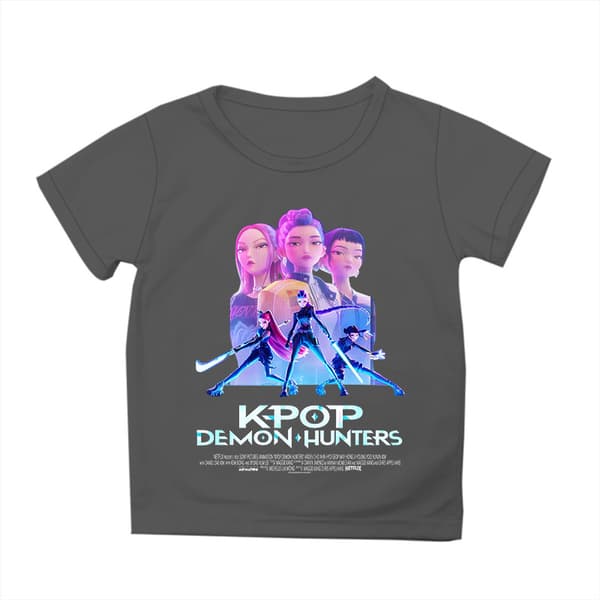K-Pop Demon Hunters Mønstertrykt Kortermet Topp T-skjorte for Barn Grey 110