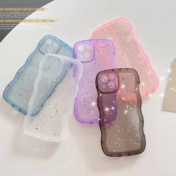 Etui kompatibelt med iPhone Glitter Stjerner Bølget Kant TPU Beskyttelse Flerfarvet White 7plus/8plus