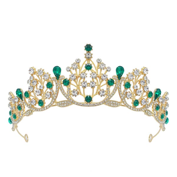 Prinsesse Krystall Rhinestone Hårbånd Gold Green