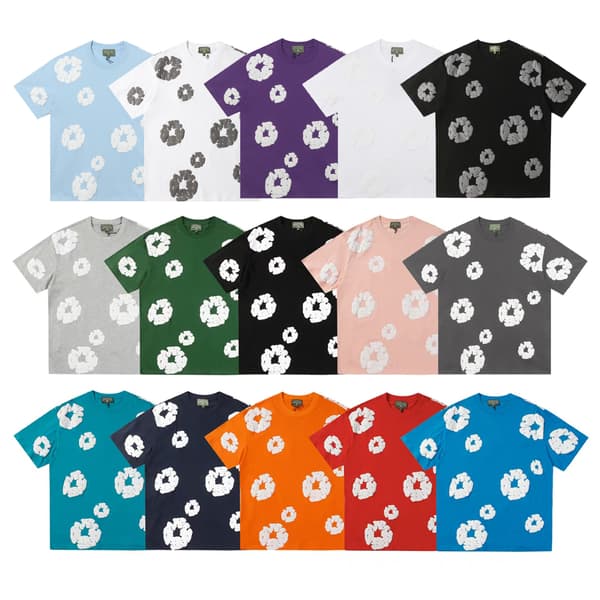 Denim Tears Sommer Løs Uformell Topp Bomulls T-skjorte S-2XL White Grey L