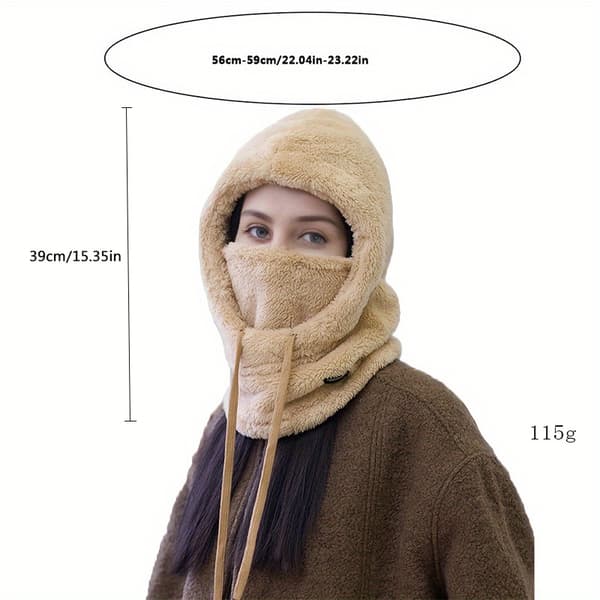 Vinter Termisk Fleece Balaklava Skjerf Lue for Kvinner Coffee