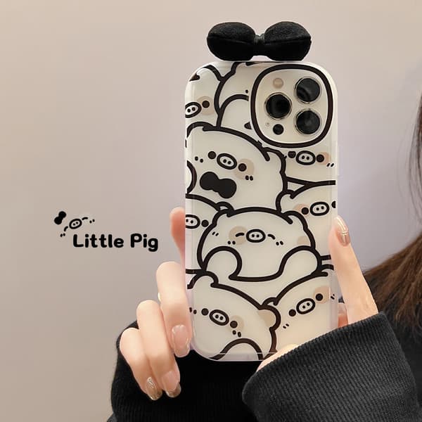 Doodle-telefonfodral, kompatibelt med iPhone 16 15 14 13 12 11 Pro Max, blomformat kreativt telefonfodral, transparent telefonfodral sött Cute Pig 13mini